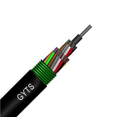 2-864 คอร์เทปเหล็กลูกฟูก ปลอกหุ้มโพลีเอทิลีนผูกมัด สายเคเบิลใยแก้วนำแสงแบบหลวมที่พันเกลียว GYTS