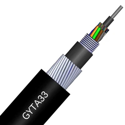 สายเคเบิลไฟเบอร์ออปติกหุ้มเกราะกลางแจ้ง GYTA43